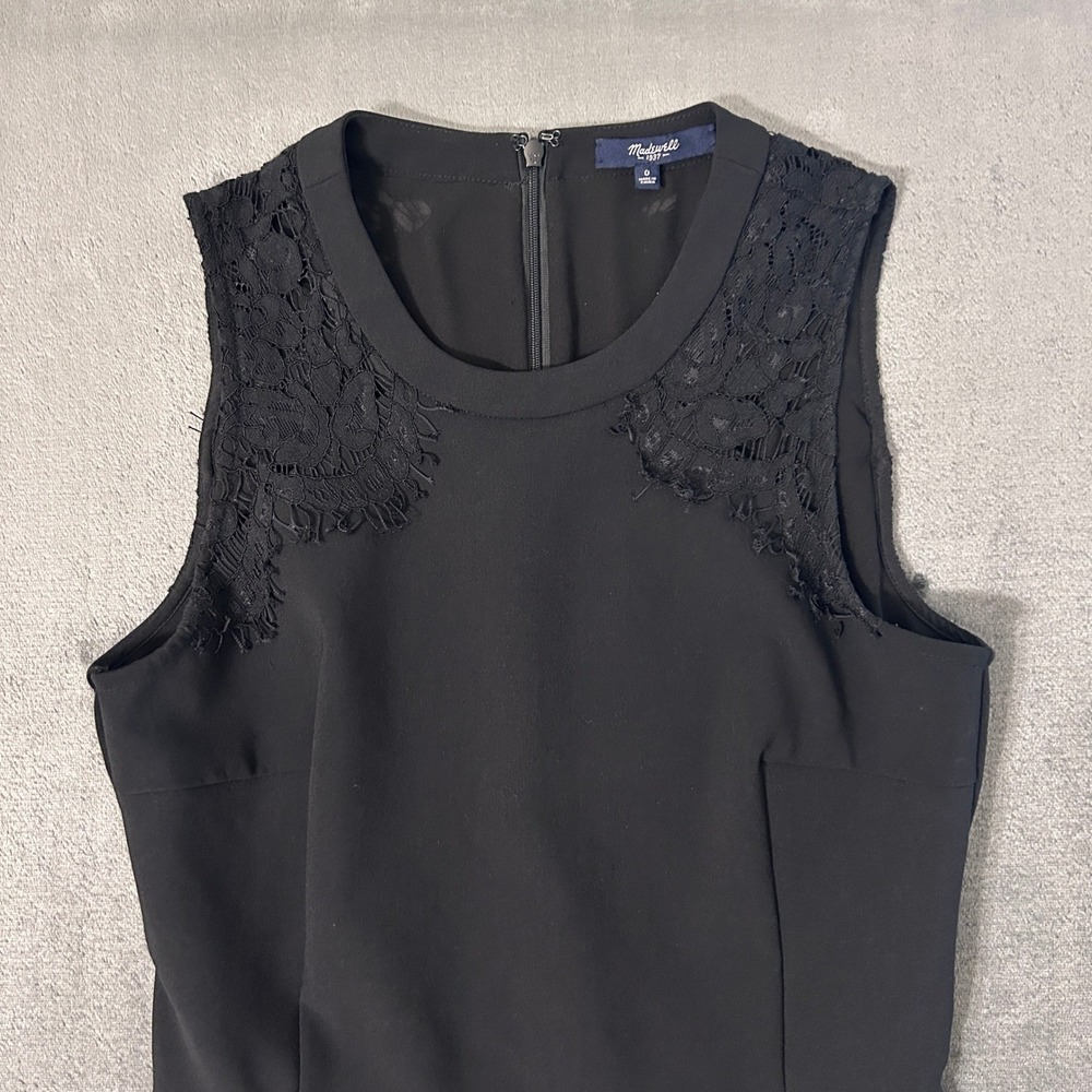 Madewell Dress Womens 0 Black Lace Shoulder Fit and Flare Skater Sleeveless - Picture 5 of 11